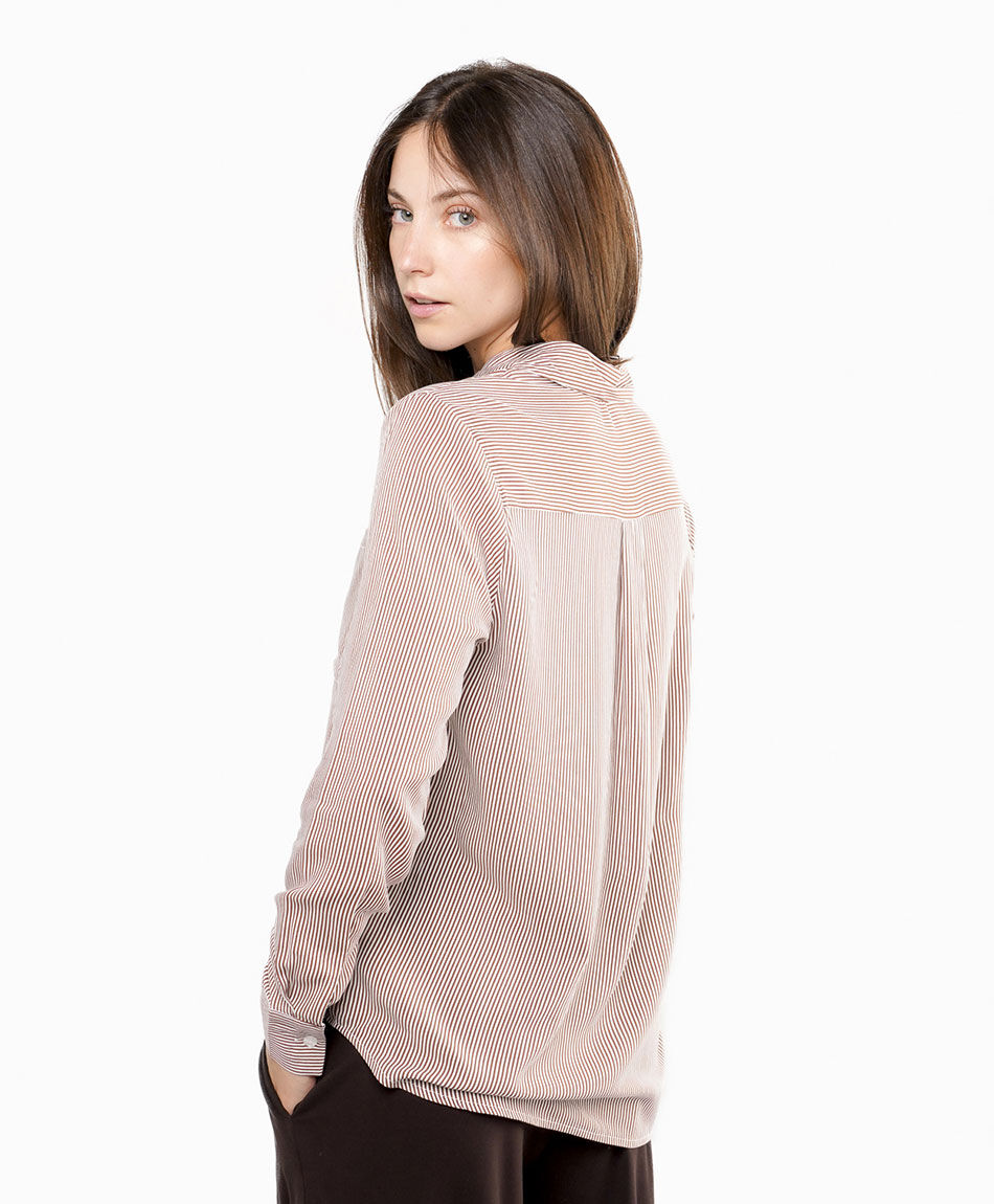 Camisa mujer dise&ntilde;o rayas brown