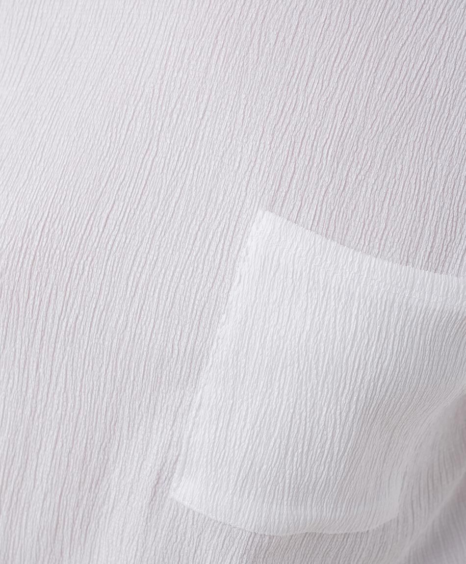 Polera mujer mix texturas bolsillo