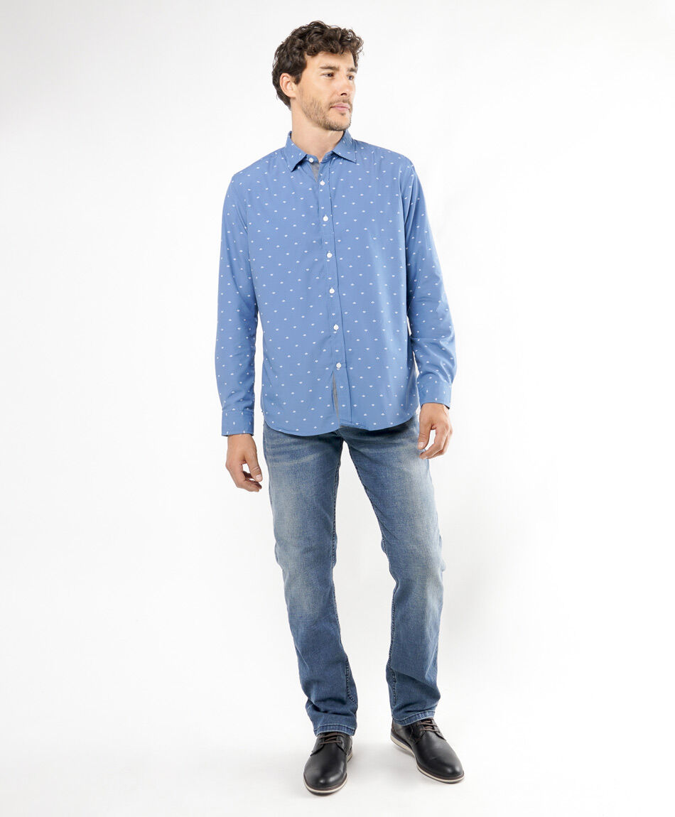 Camisa hombre celeste print