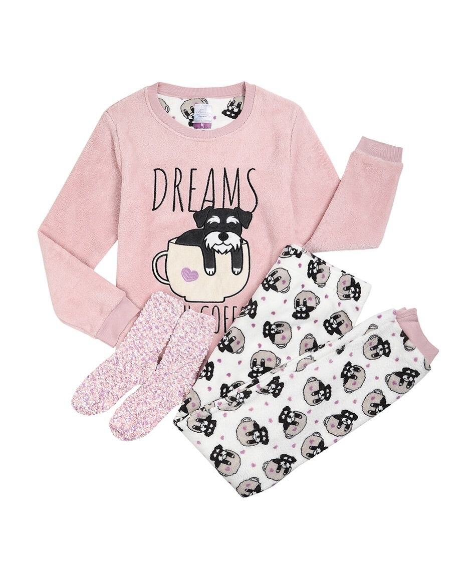 Pack pijama + calcetines mujer polar dog