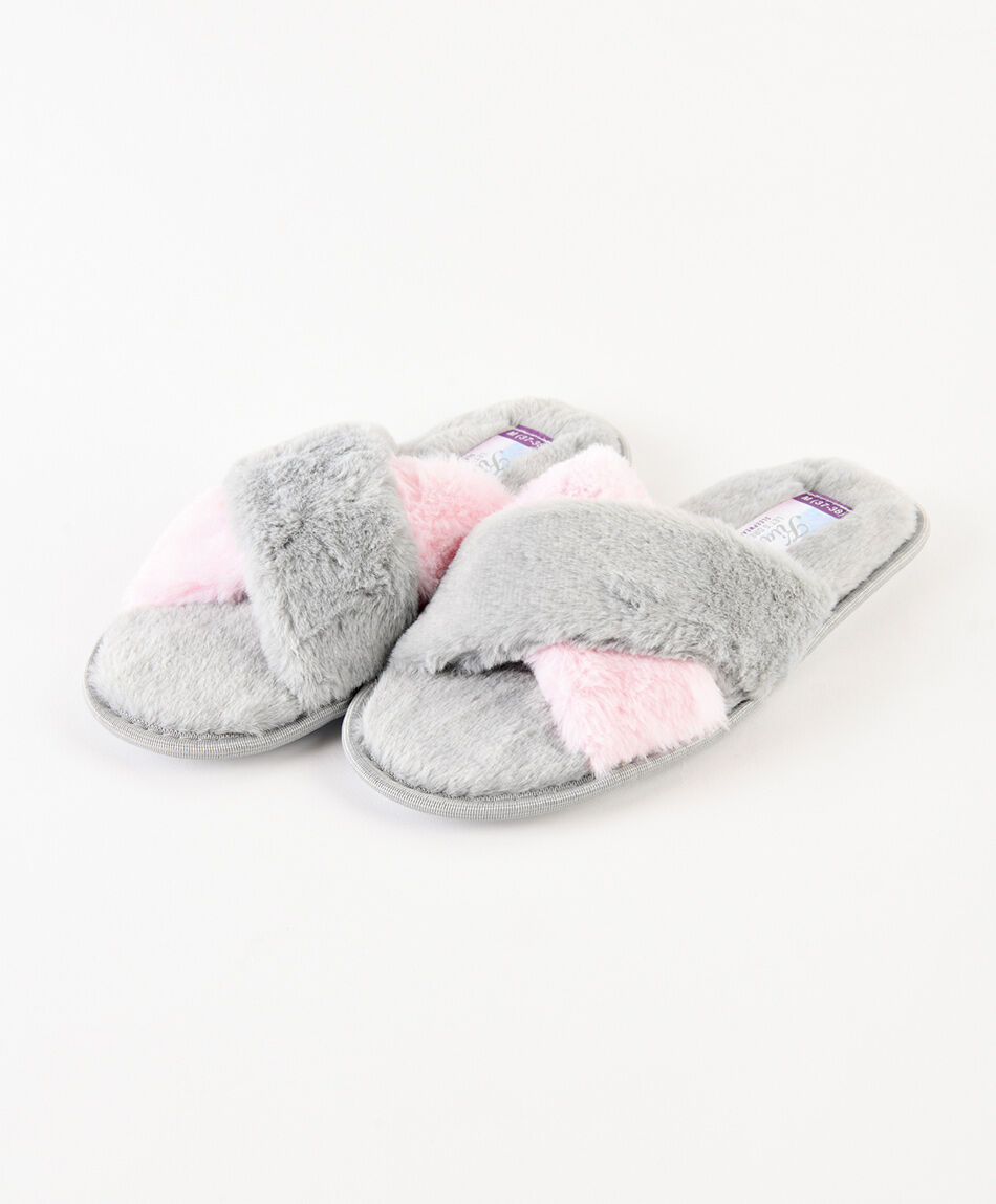 Pantufla mujer cruzada gris