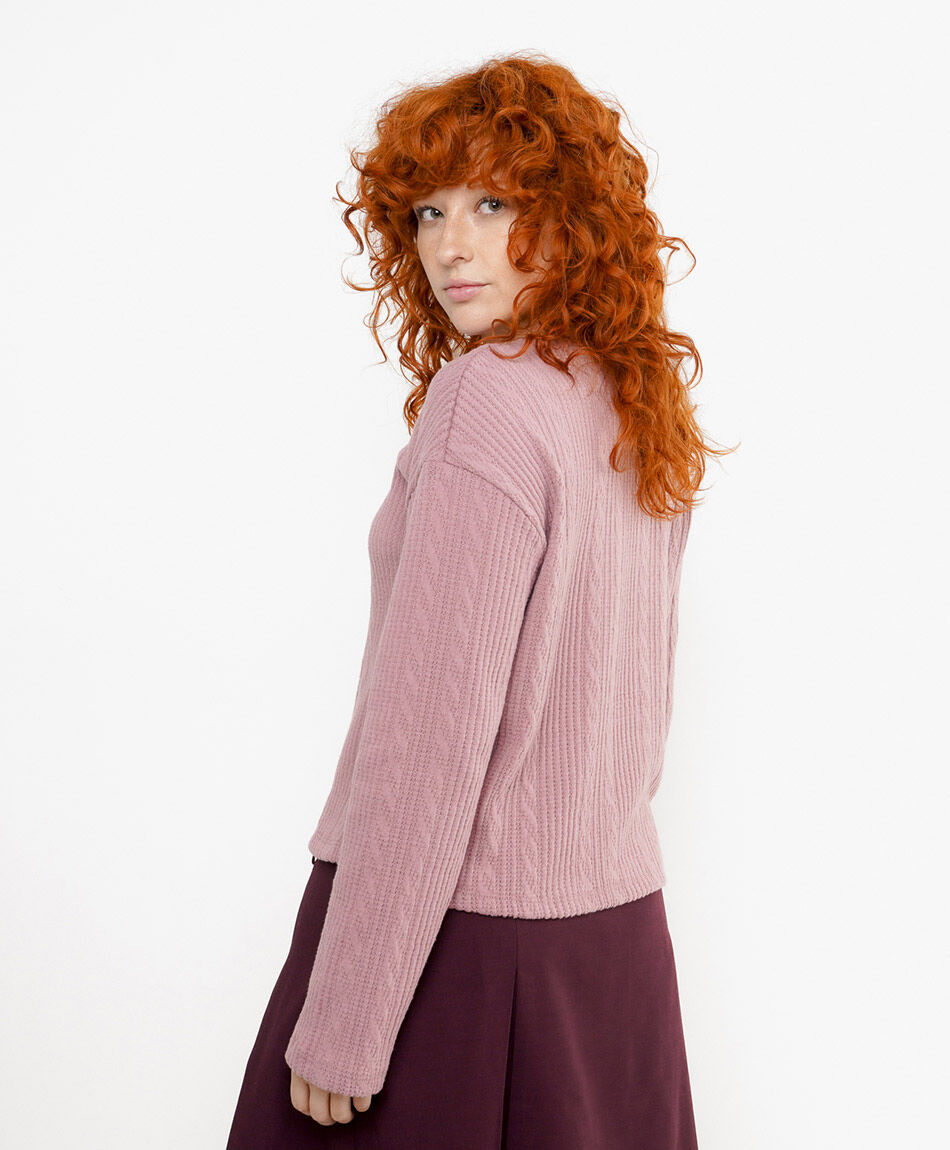 Sweater mujer cuello redondo malva