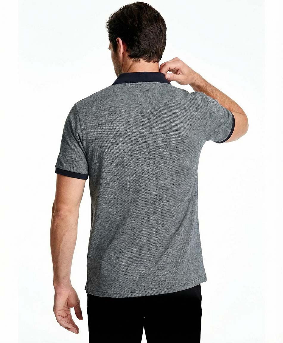 Remera hombre cuello polo grey and black