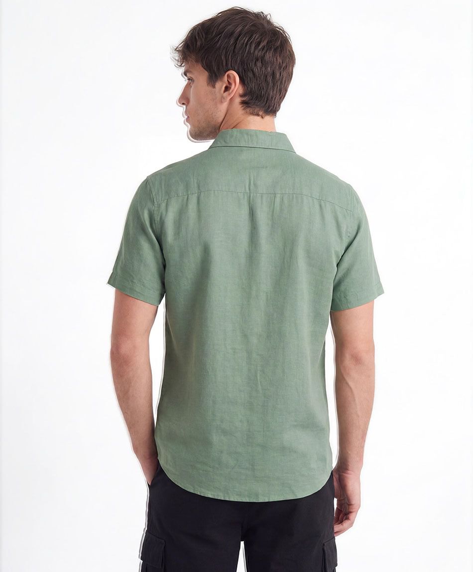 Camisa hombre lino bordado