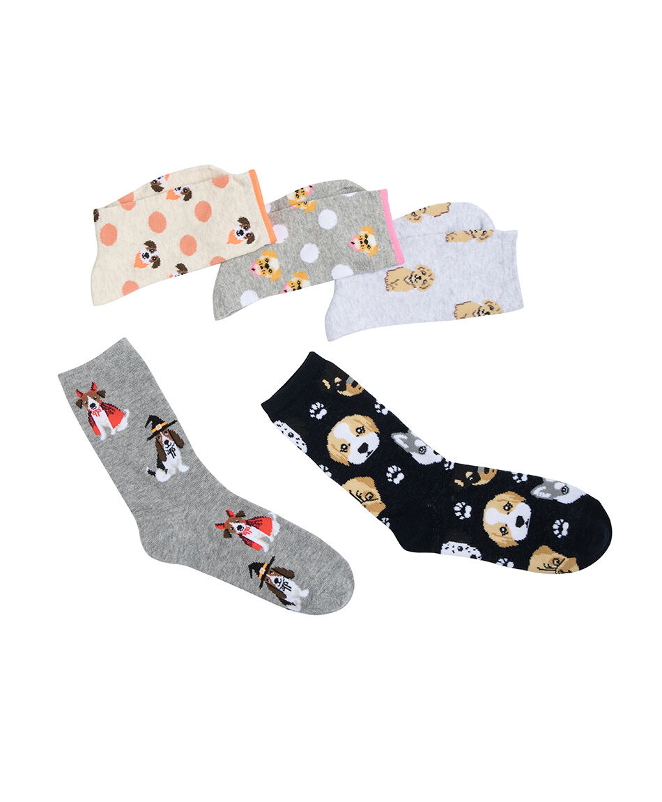 Pack 5 calcetines mujer perritos