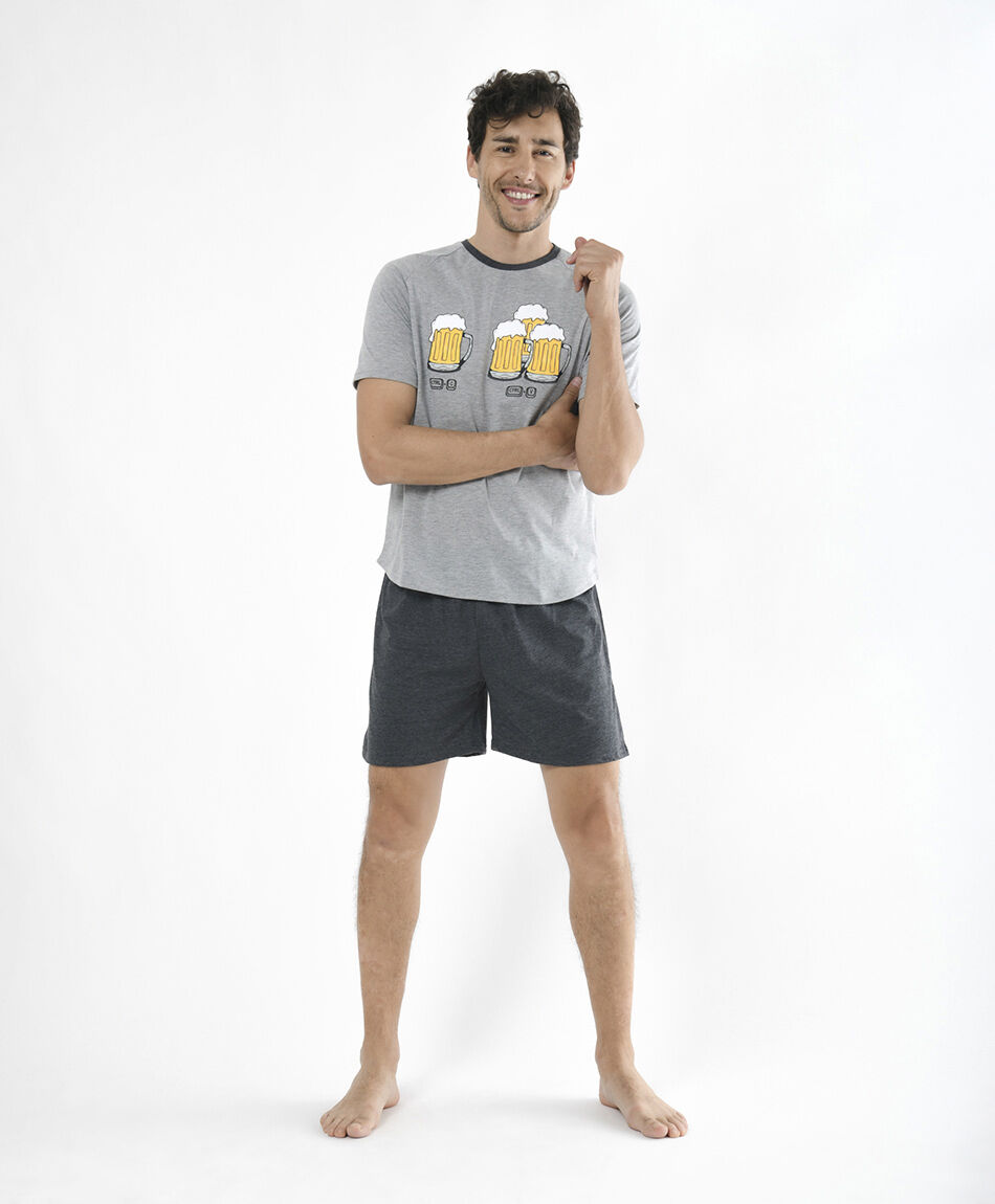 Pijama hombre jaspeado vasos 2 piezas