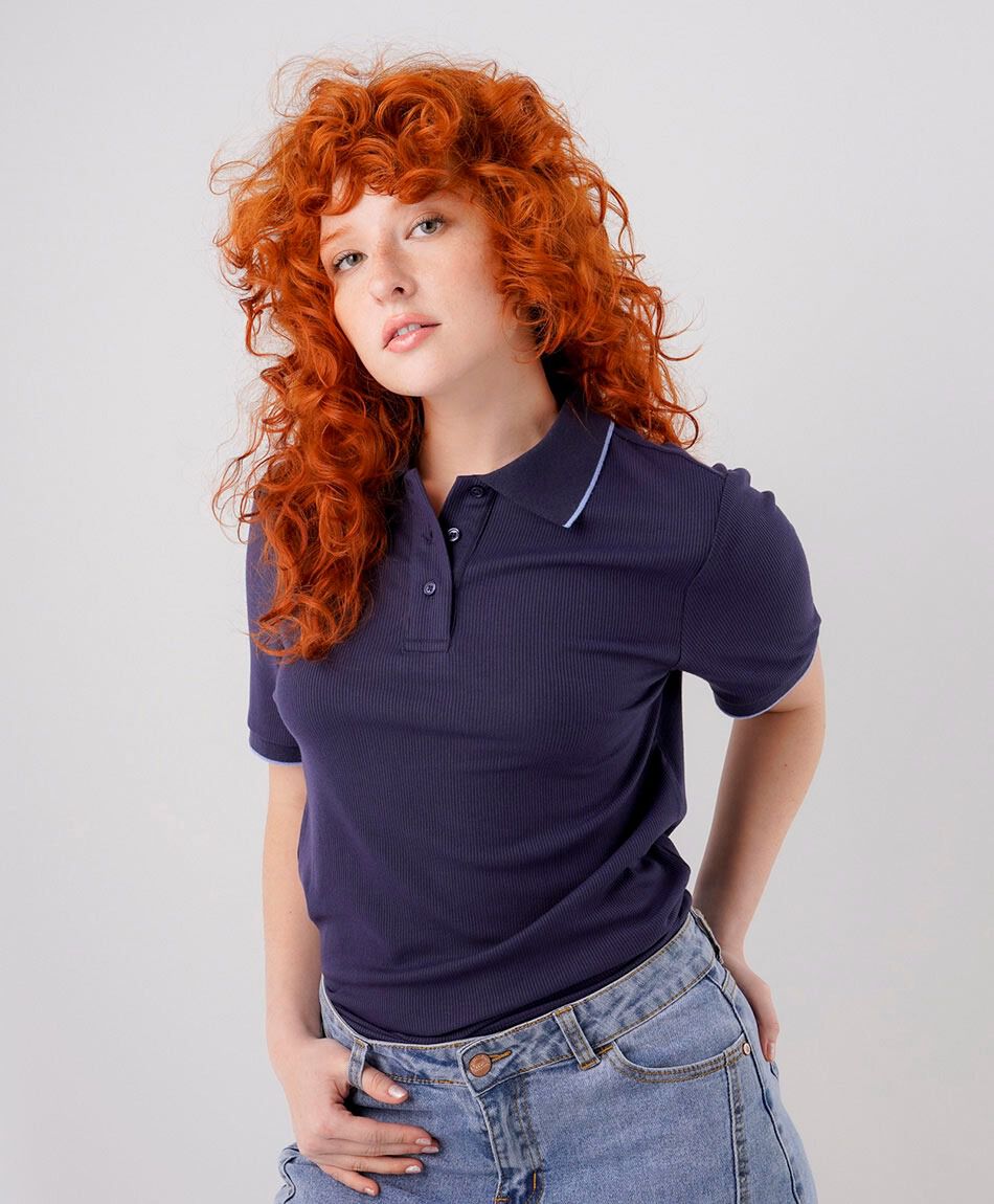 Remera mujer polo botones
