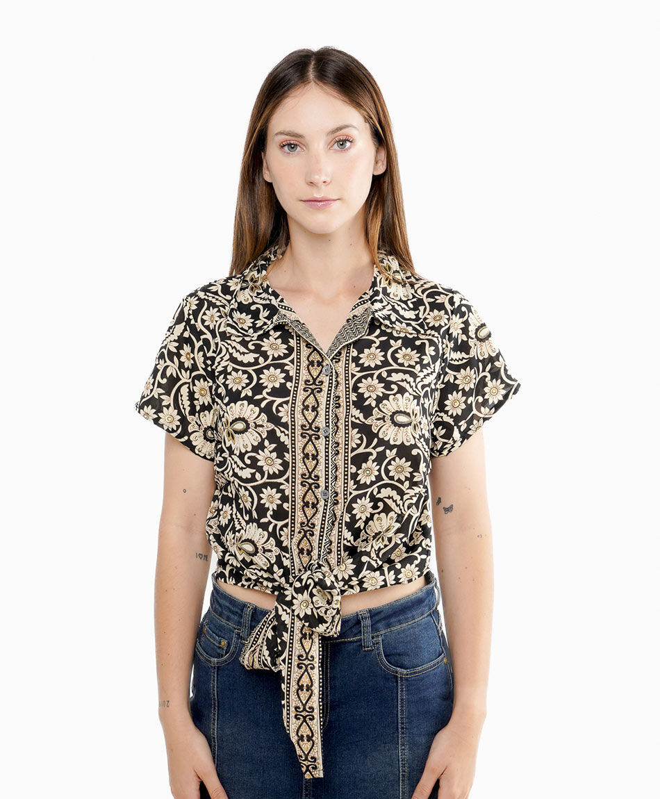Camisa mujer print nudo
