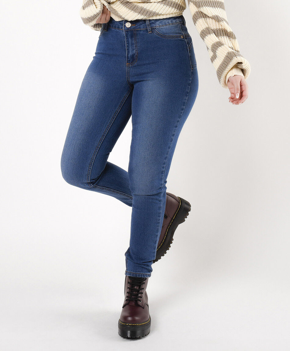 Jeans mujer tiro alto cl&aacute;sico skinny fit