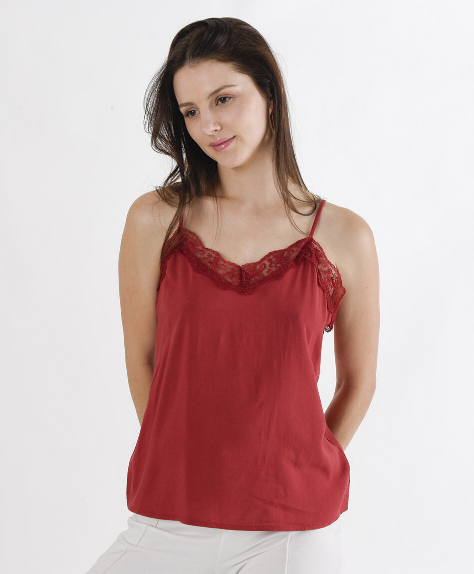 Blusa mujer top encaje liso