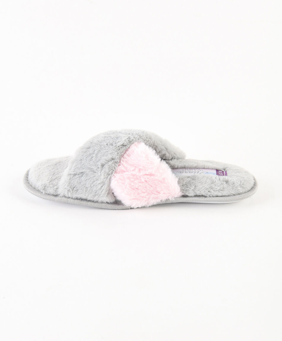 Pantufla mujer cruzada gris