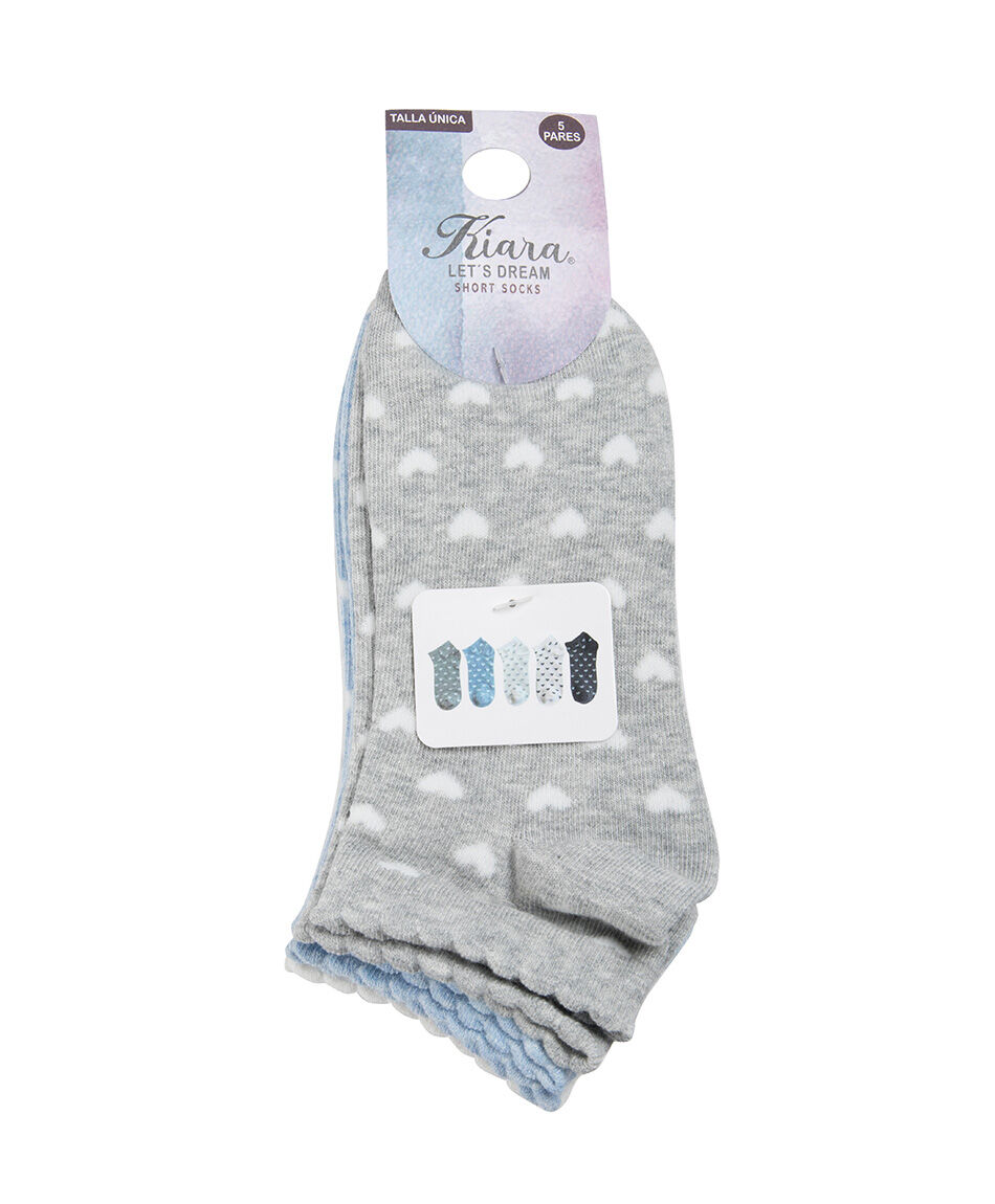 Pack 5 calcetines mujer cortos corazones