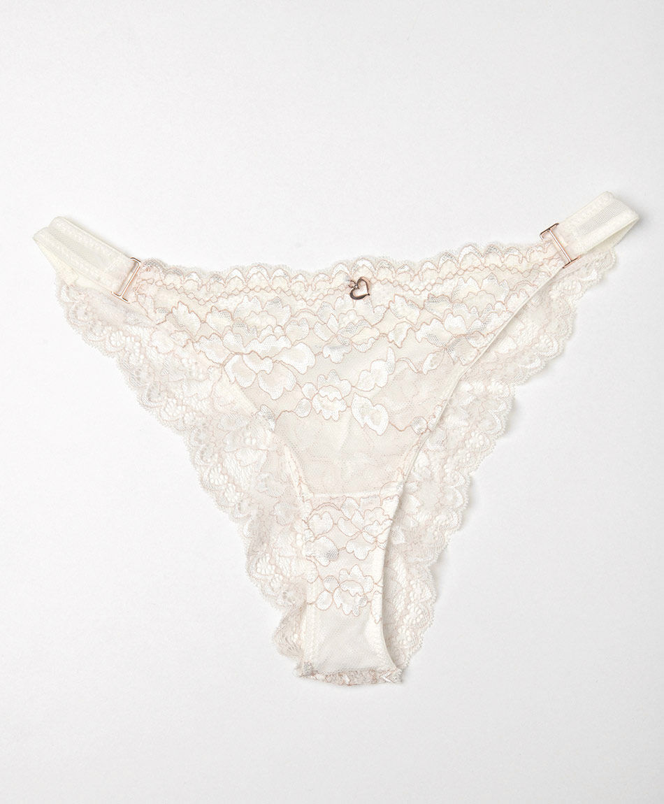 Tanga mujer encaje petalo dorado