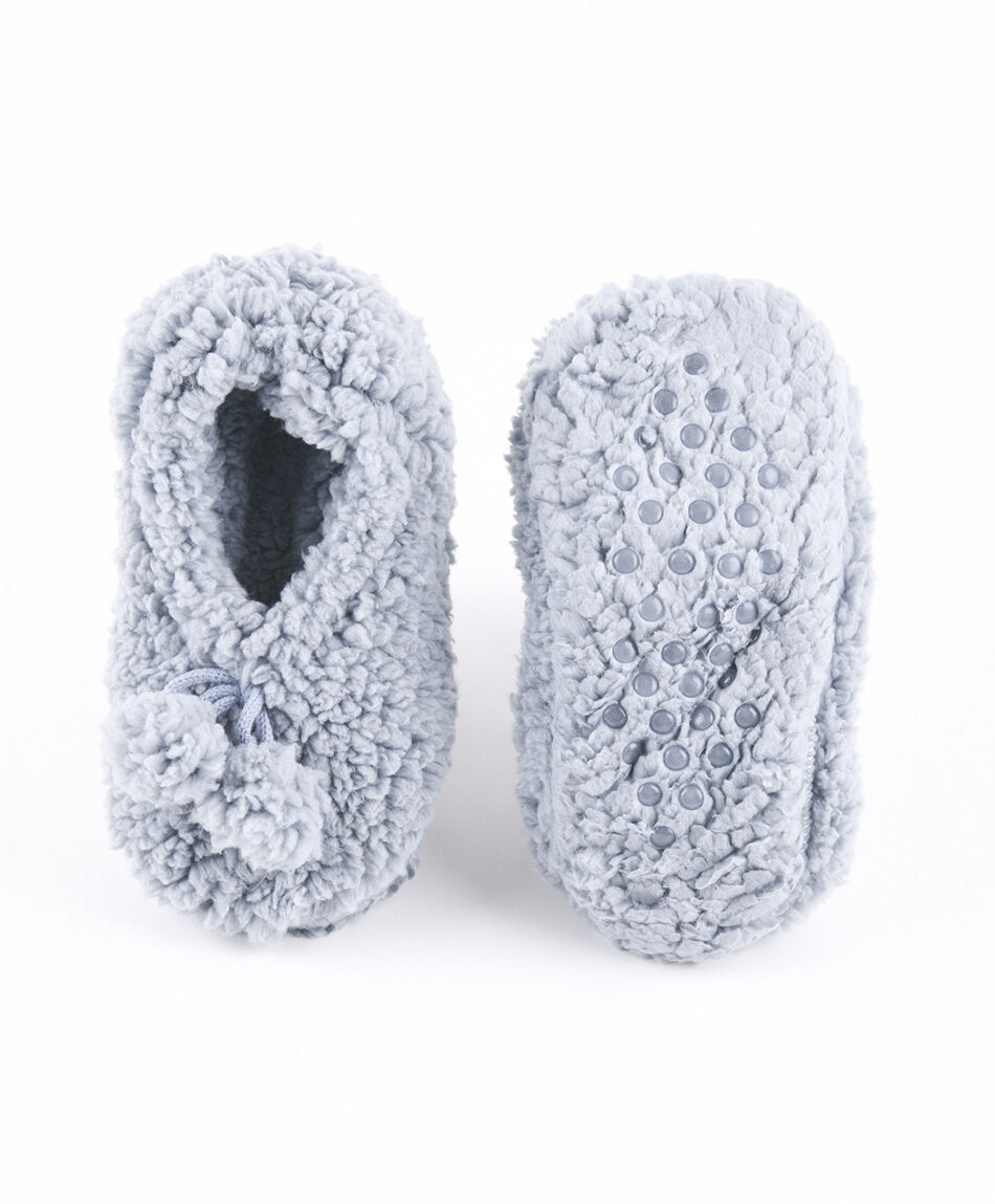 Media de dormir mujer pomp&oacute;n gris