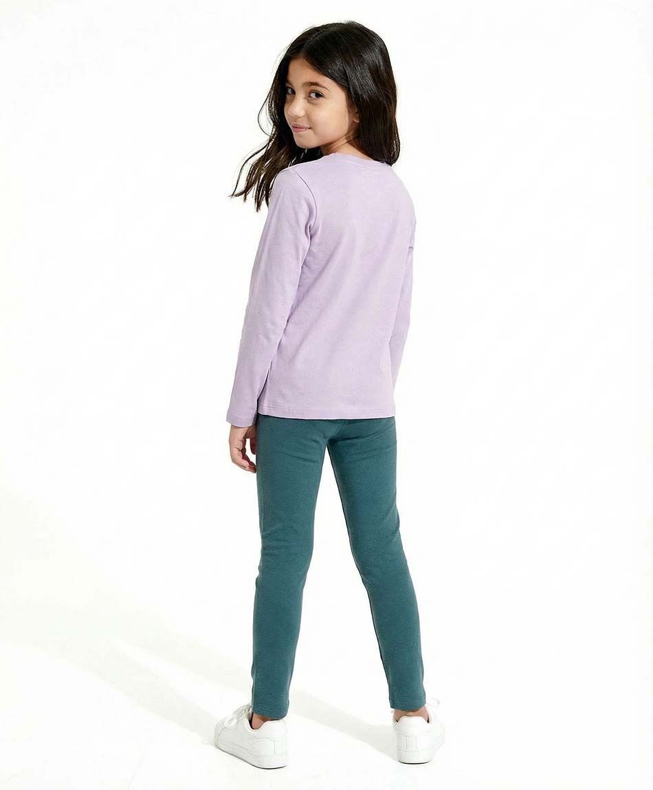 Leggins ni&ntilde;a forrada lisa verdes