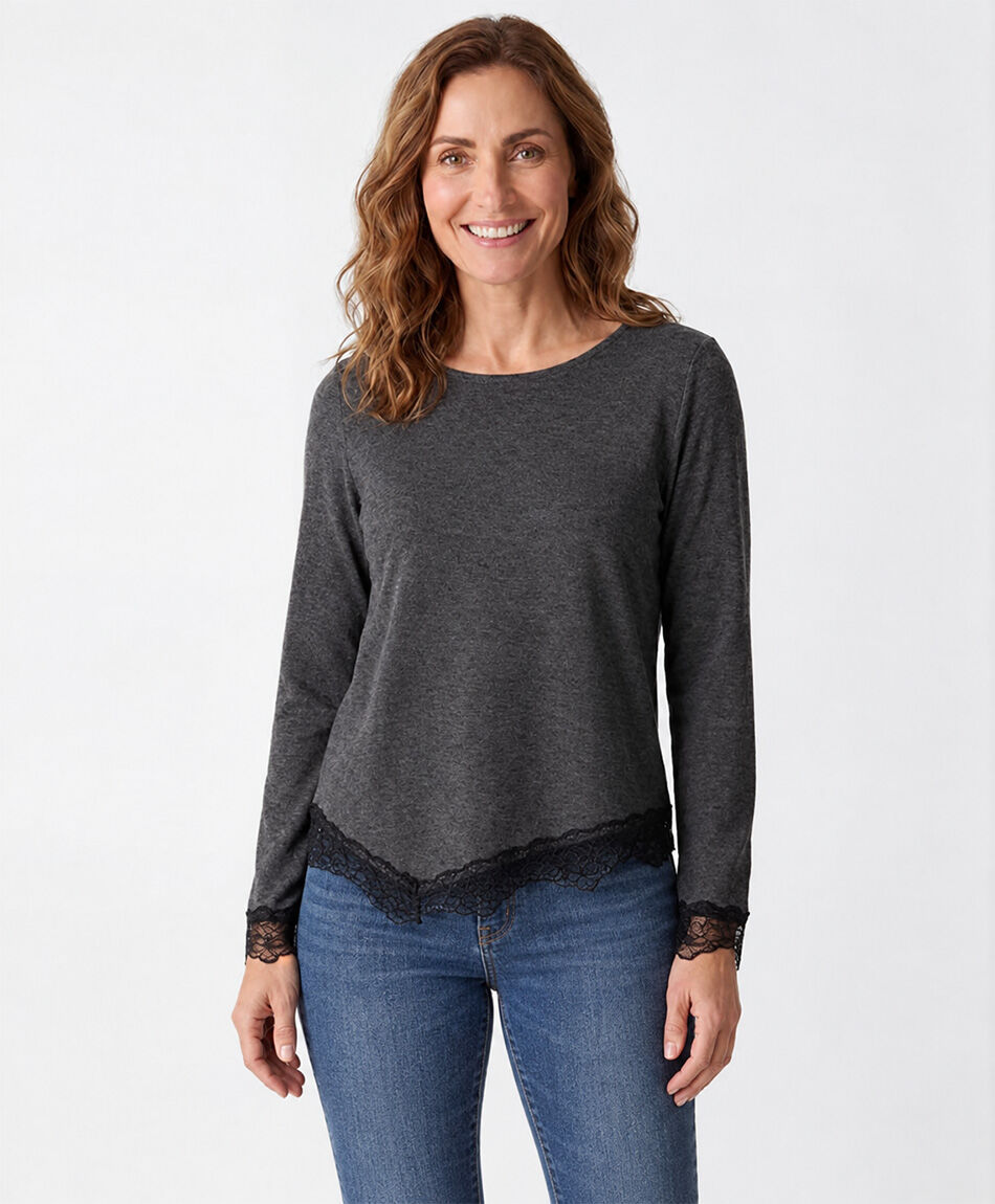 Remera mujer encaje bordes
