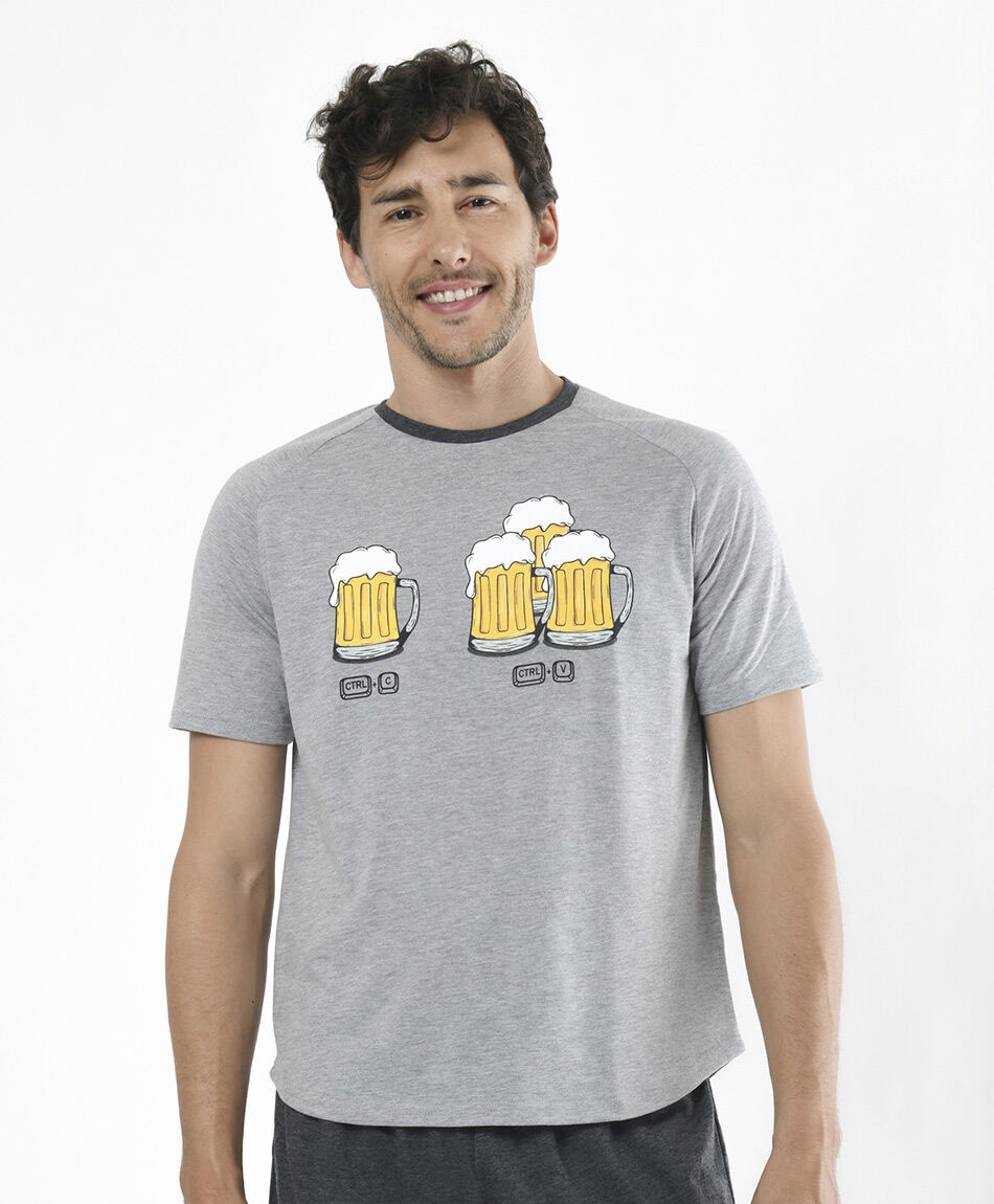 Pijama hombre jaspeado vasos 2 piezas