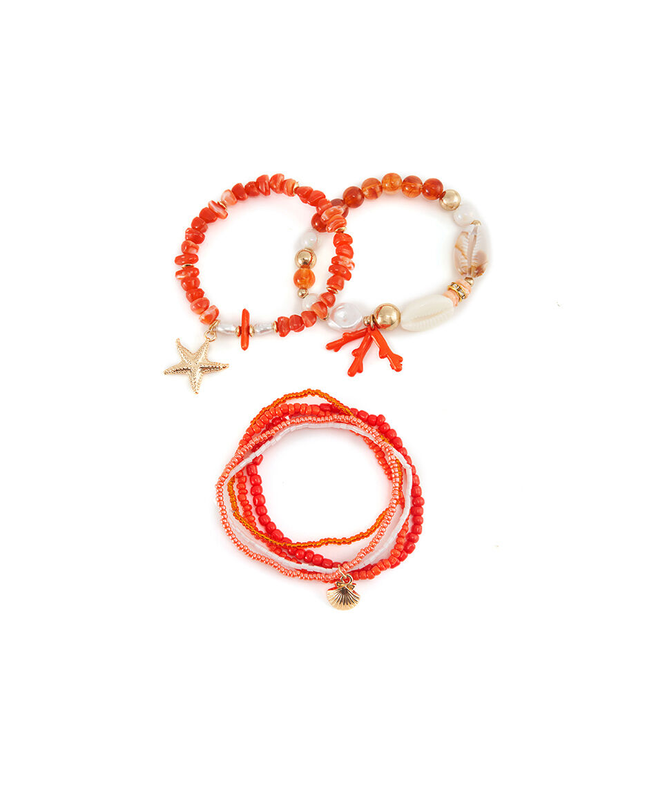 Set pulseras mujer rojas