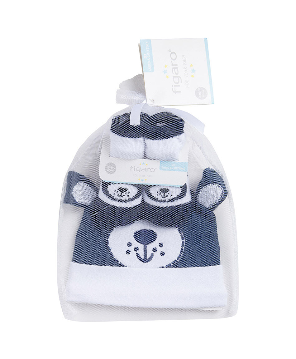 Set gorra  + medias beb&eacute; osito