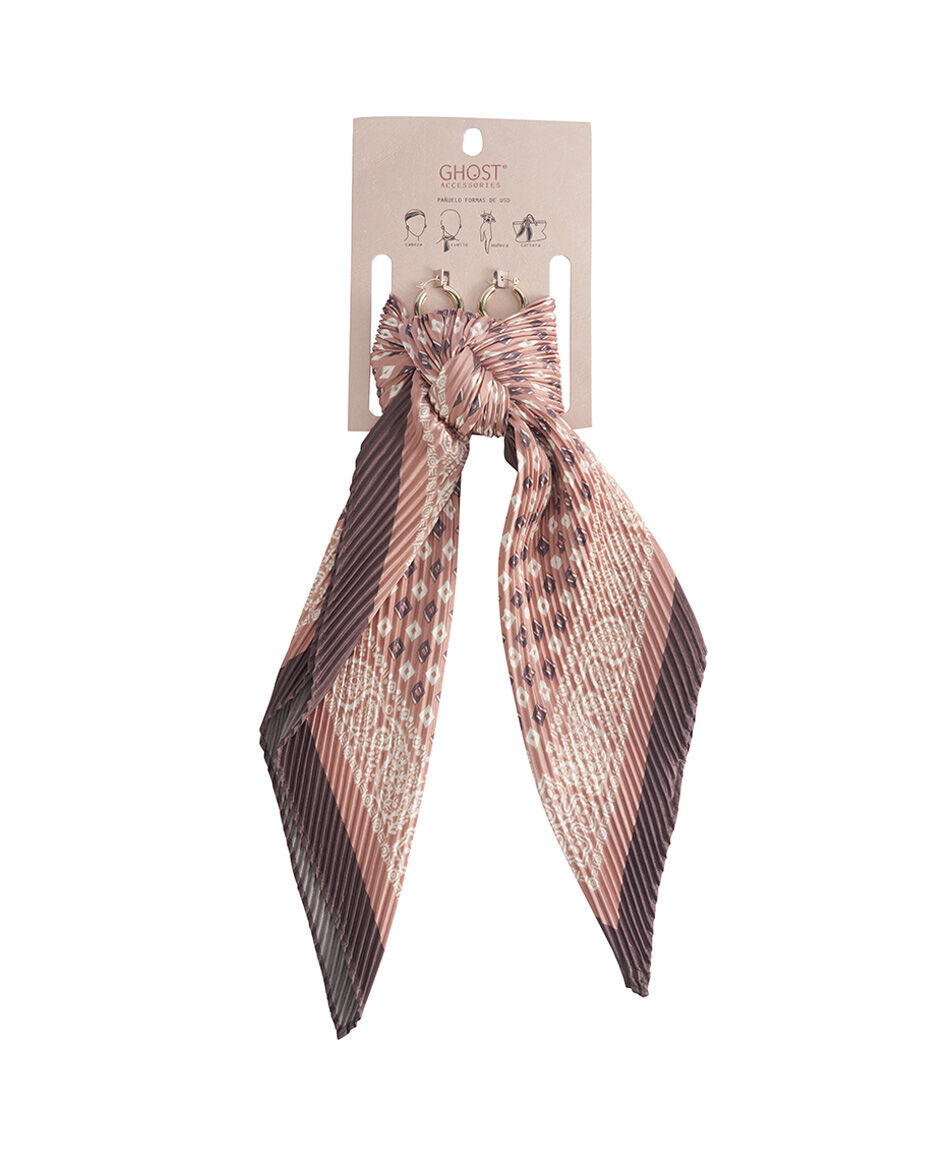 Set pa&ntilde;uelo + aros mujer rose