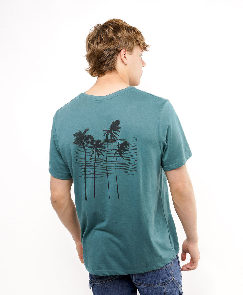 Remera hombre doble estampado palmeras