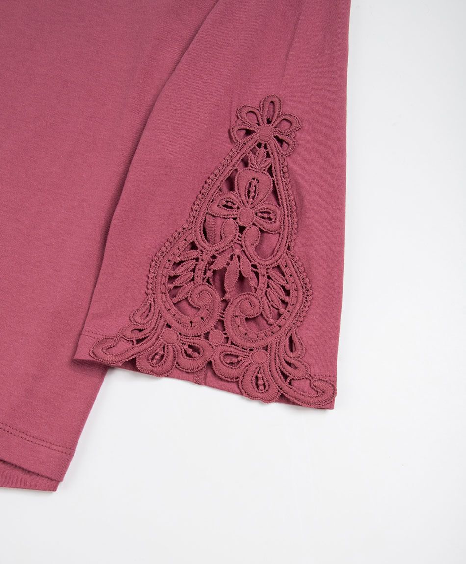 Remera mujer encaje manga