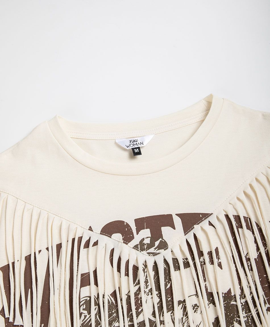 Remera mujer flecos
