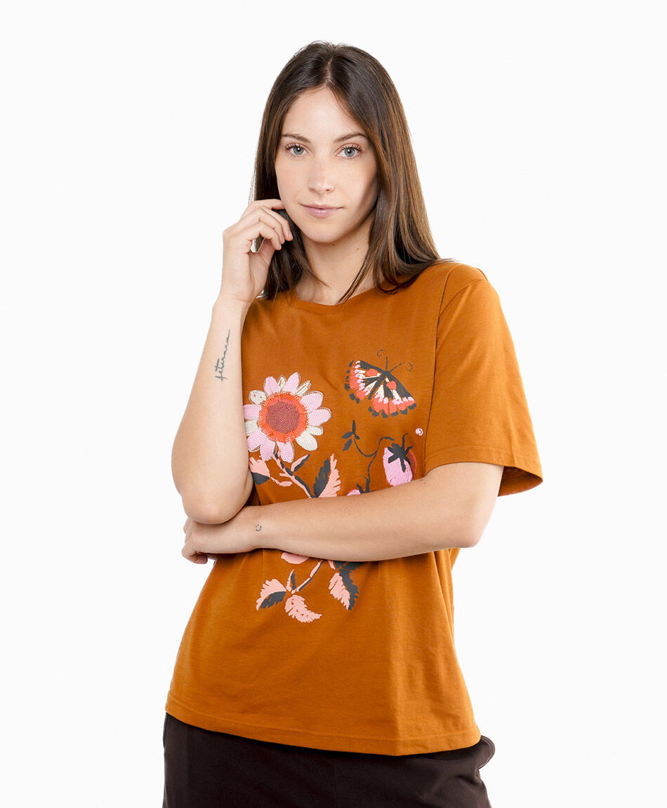 Remera mujer casual urbana orange