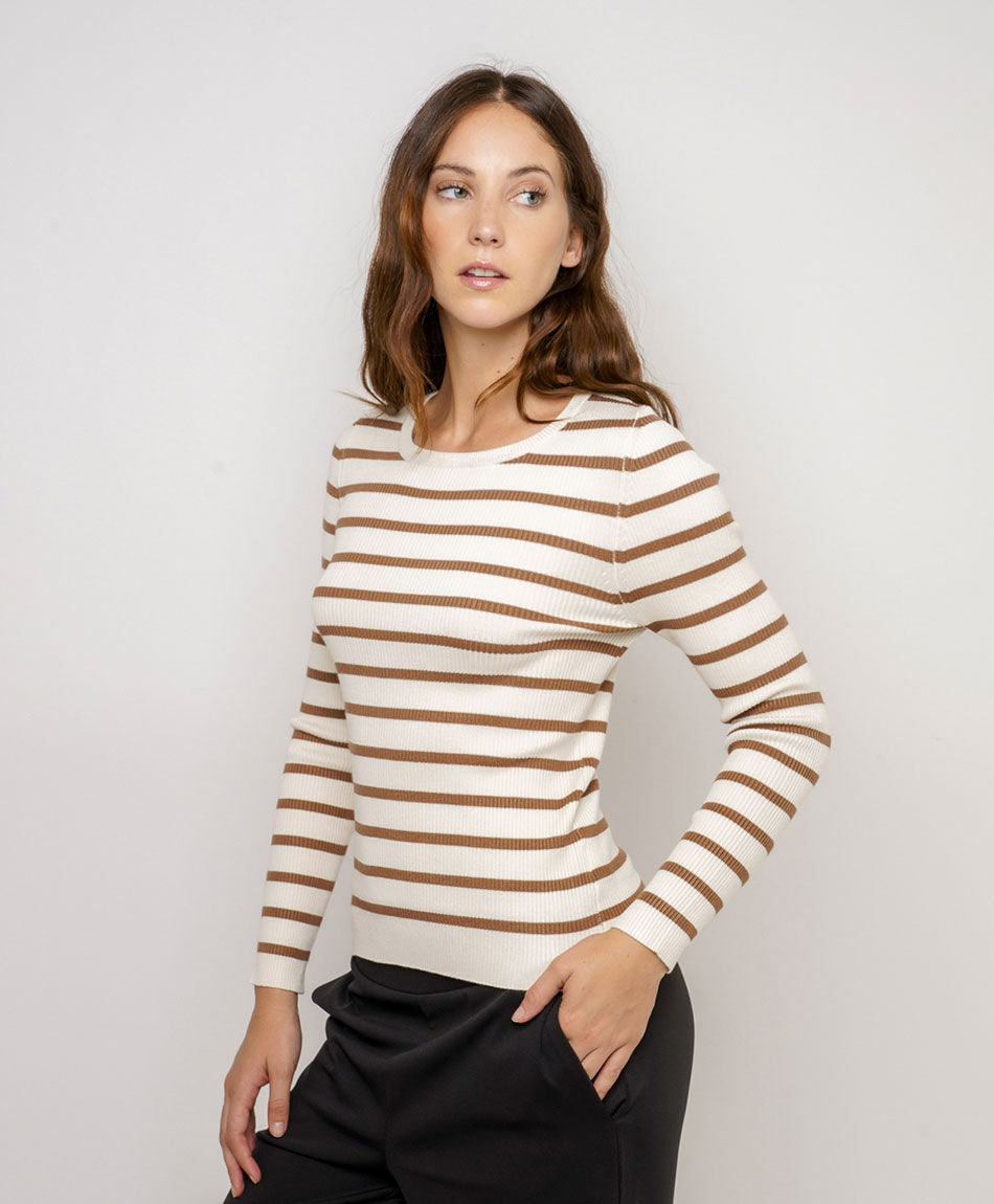 Sweater mujer bicolor white