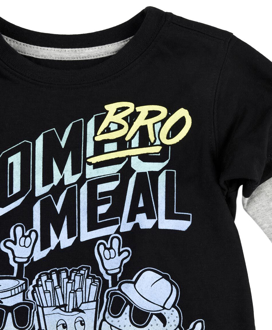 Polera beb&eacute; bicolor estampada