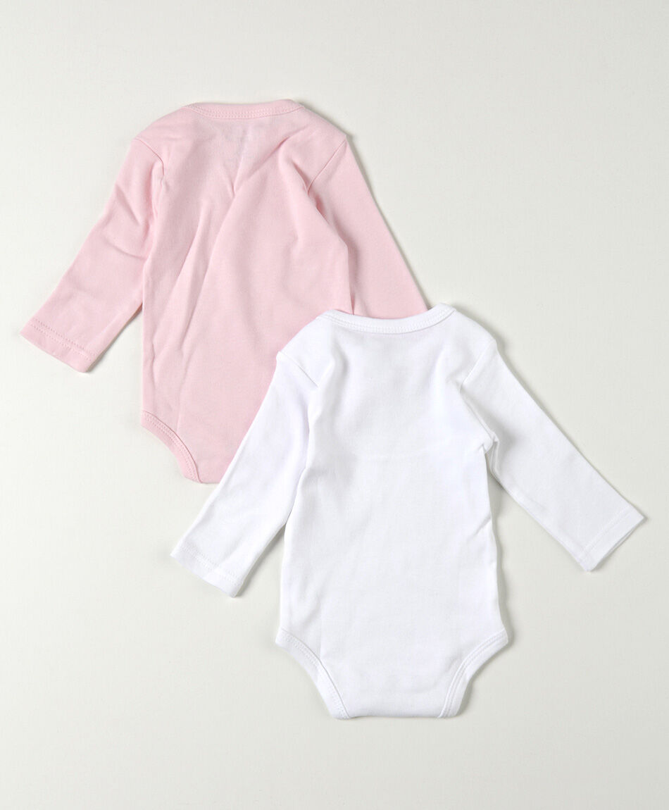 Pack 2 bodies beb&eacute; blanco y rosado manga larga