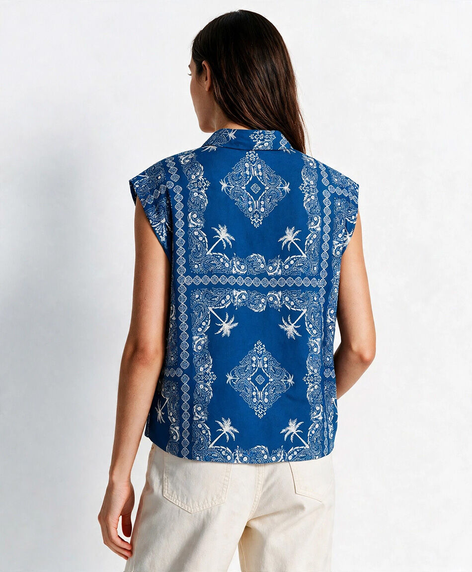 Camisa mujer print azul