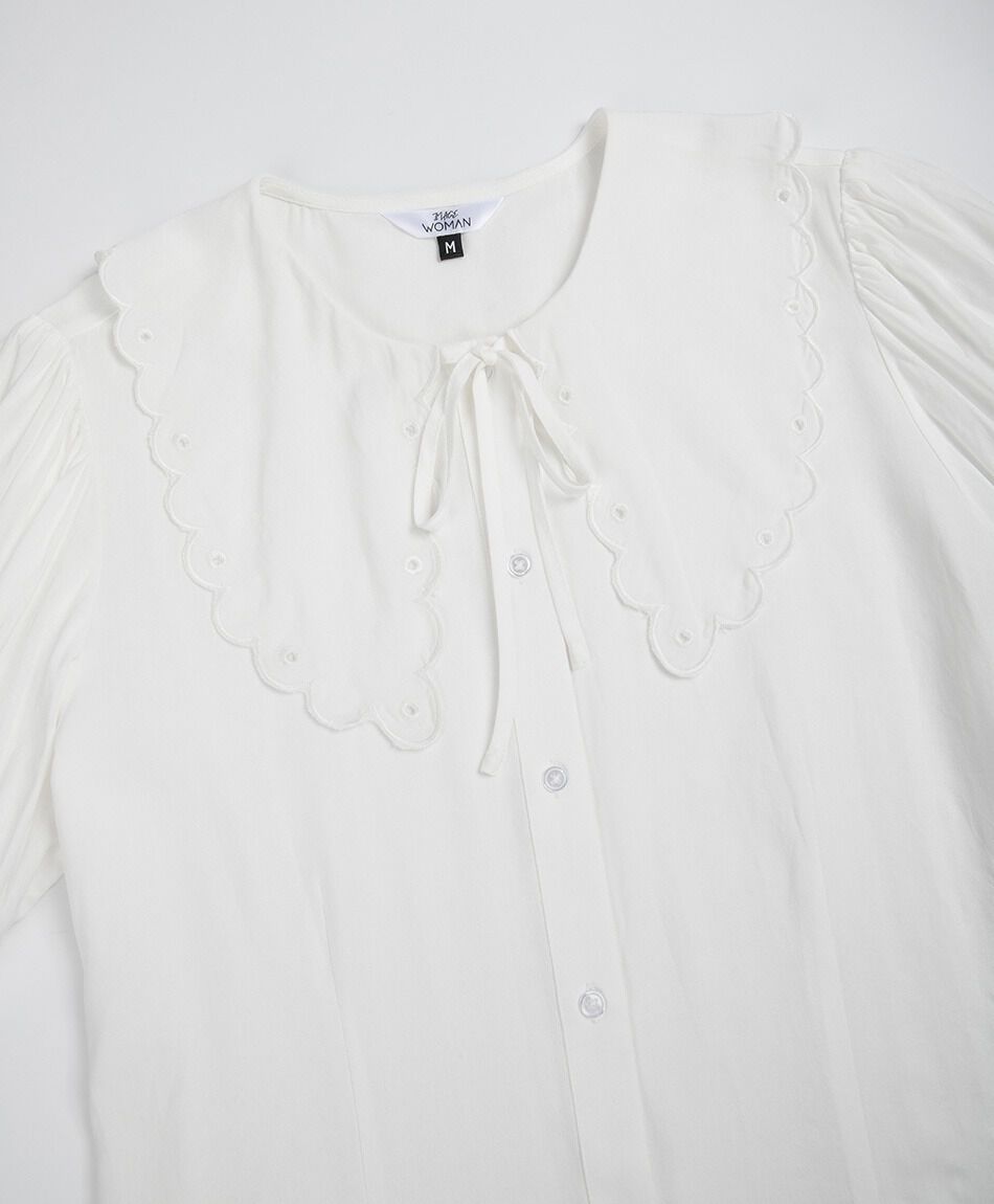 Camisa mujer cuello bordado