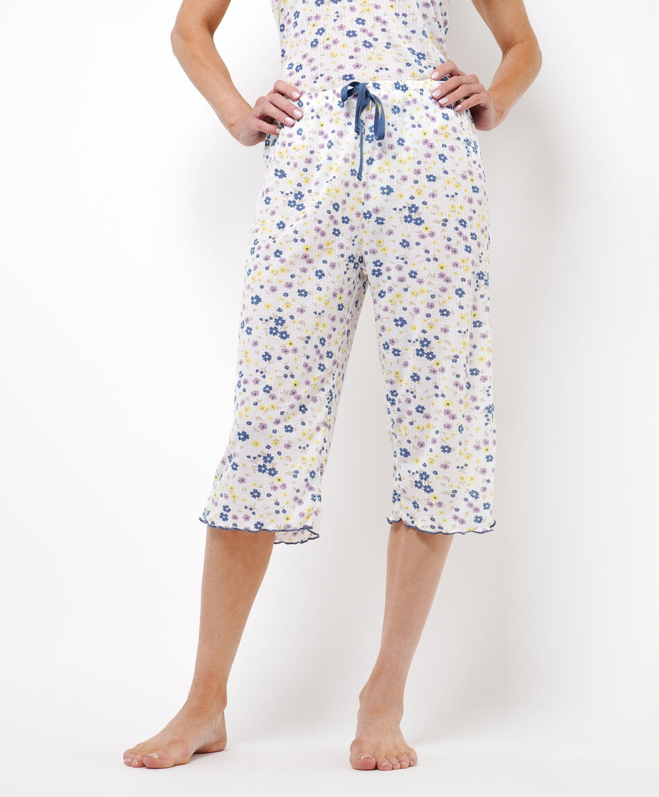 Pijama mujer capri flores colores