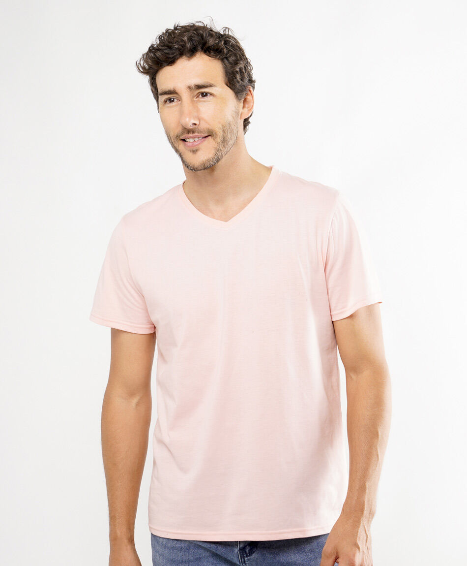 Remera hombre cuello v colores
