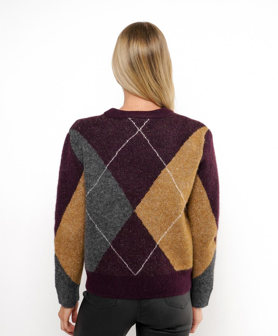 Sweater mujer rombos tricolor