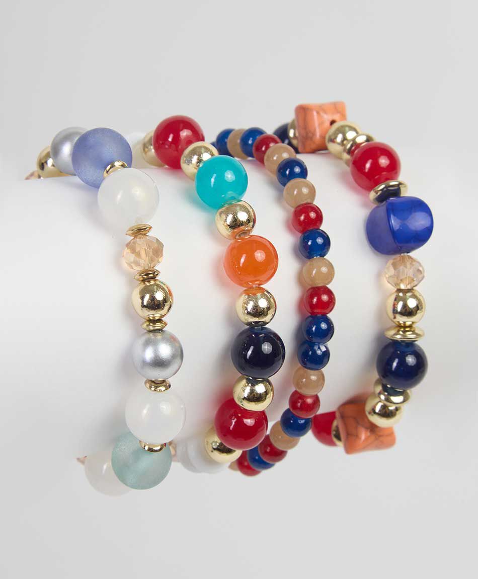 Set 4 pulseras mujer piedras colores