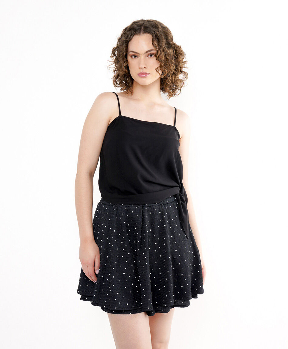 Mini pollera mujer short puntos