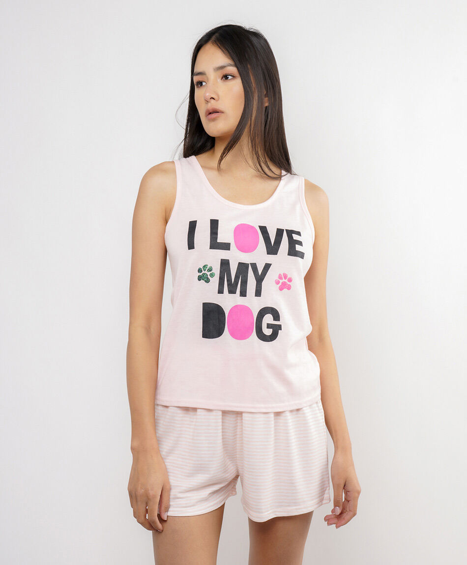 Pijama mujer short love dog