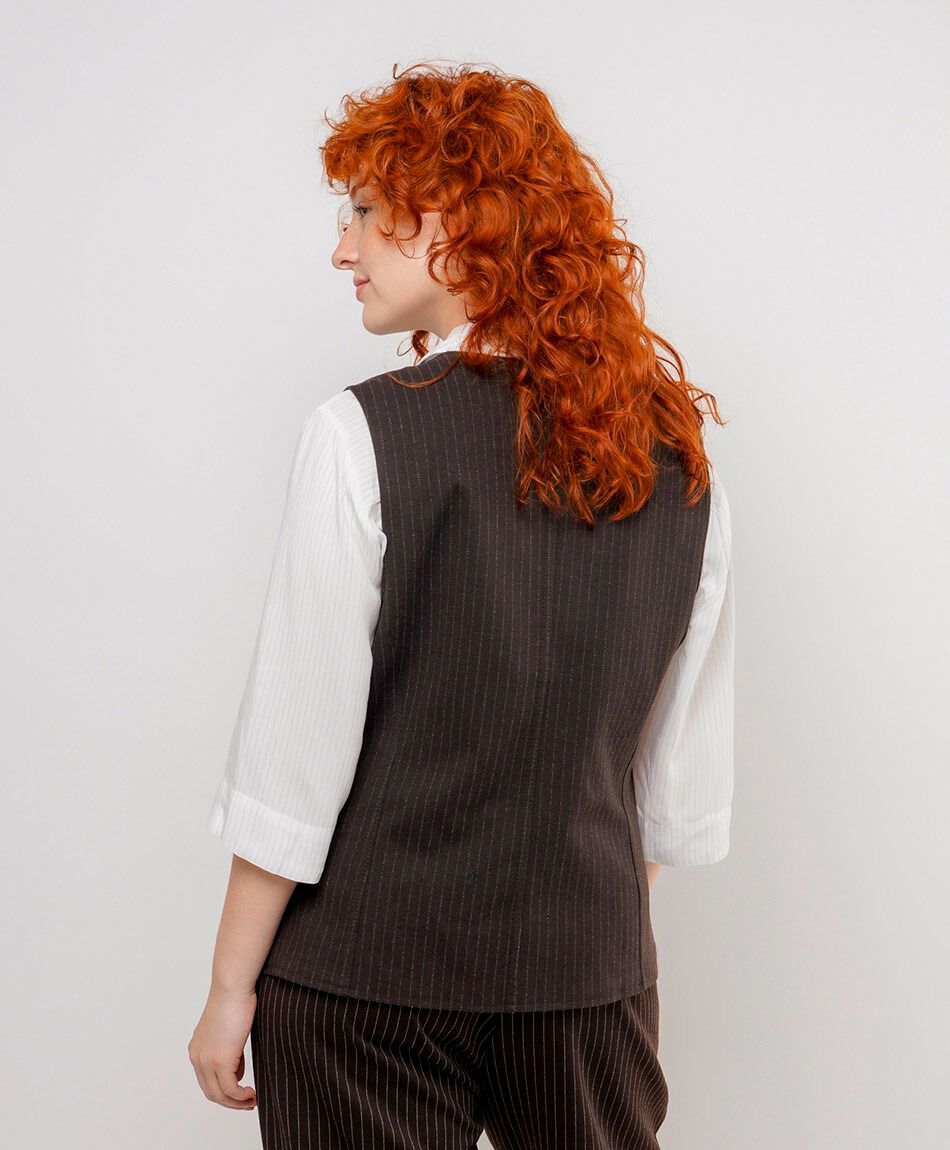 Vest mujer l&iacute;neas brown