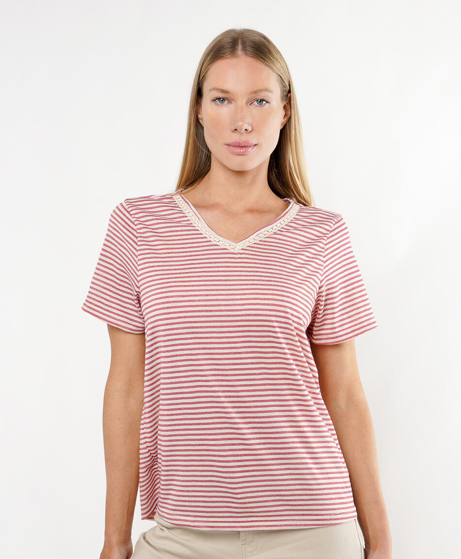 Remera mujer l&iacute;neas brillos