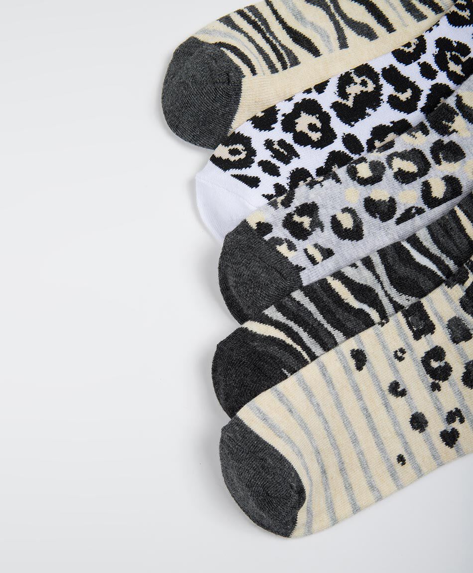 Pack 5 medias mujer cortos animal print