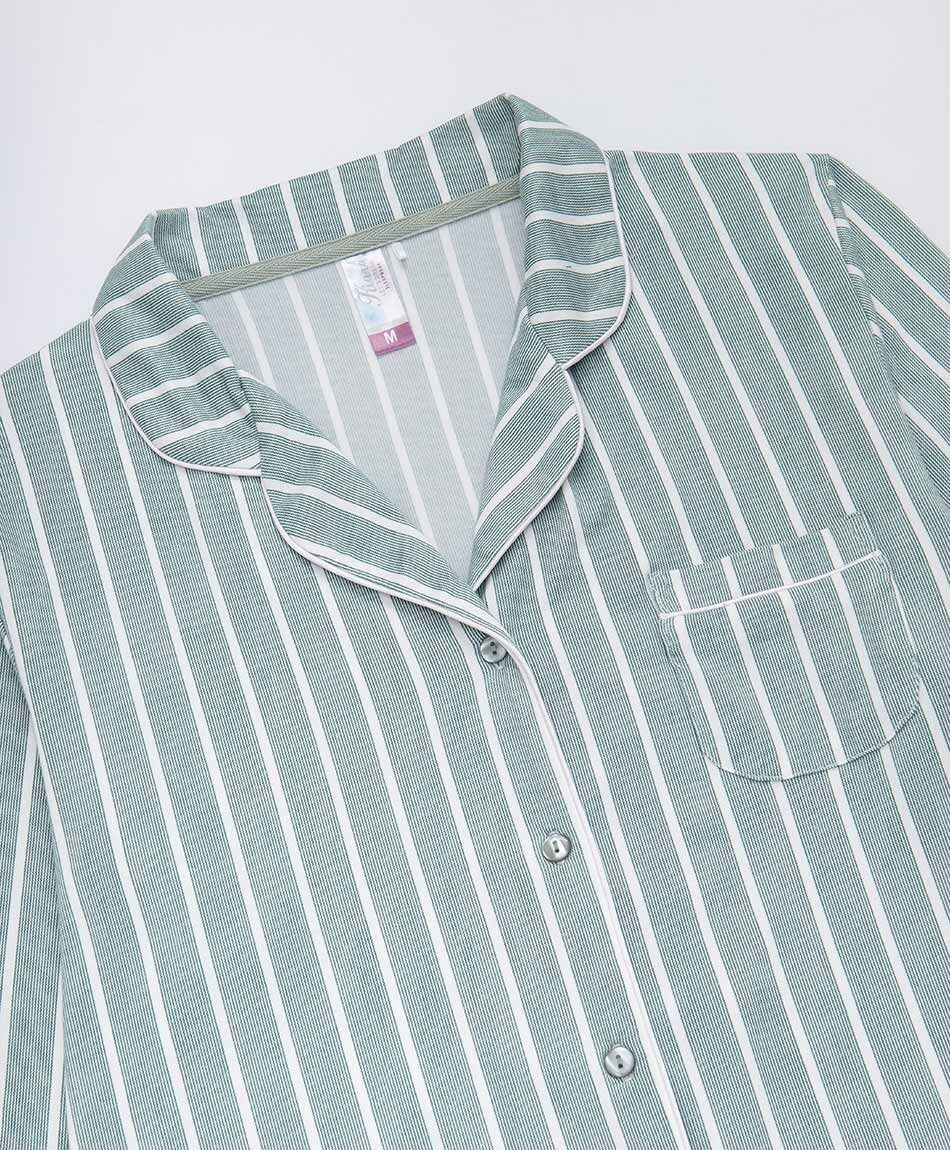 Pijama mujer camisero verde l&iacute;neas