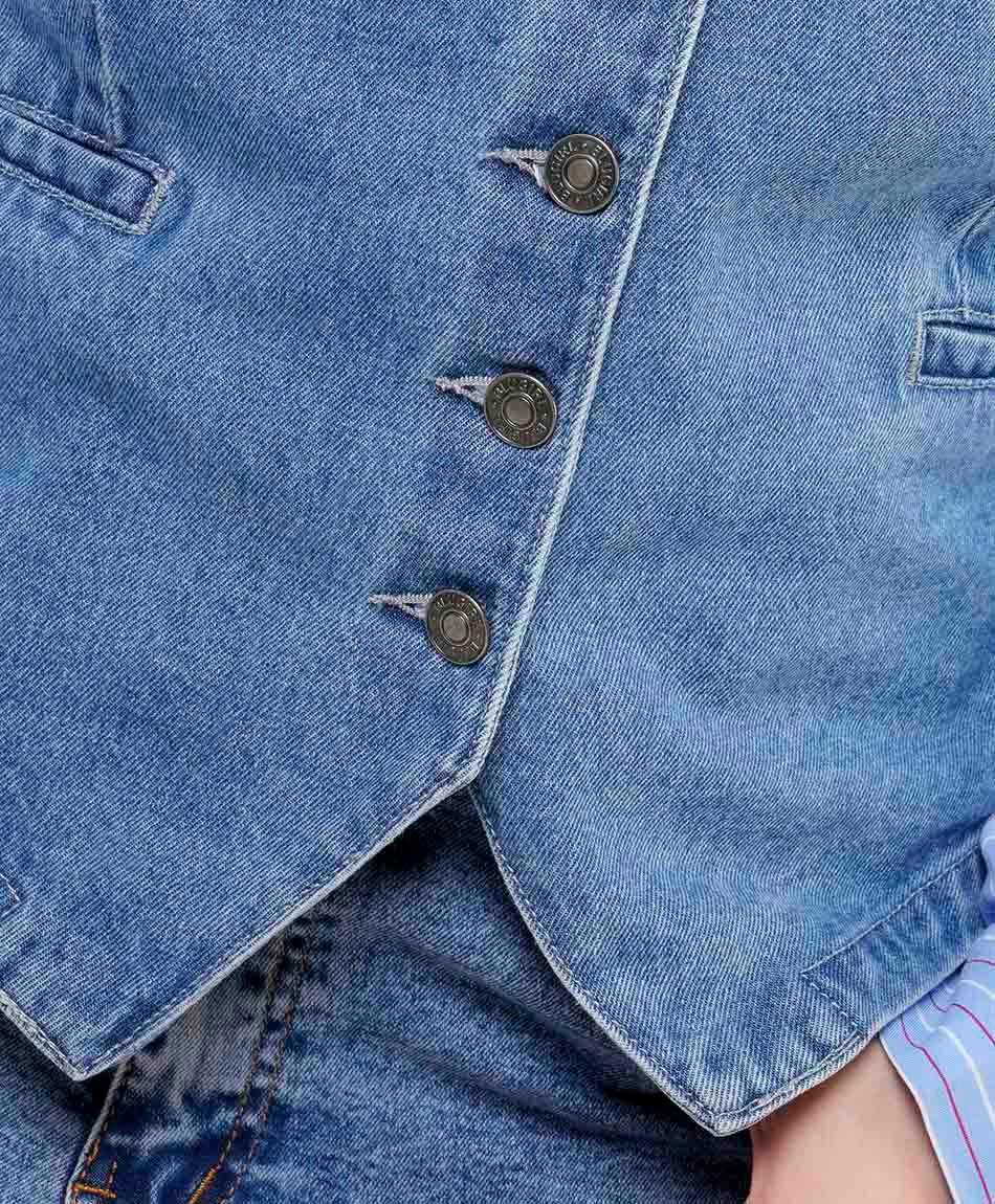 Vest mujer denim botones