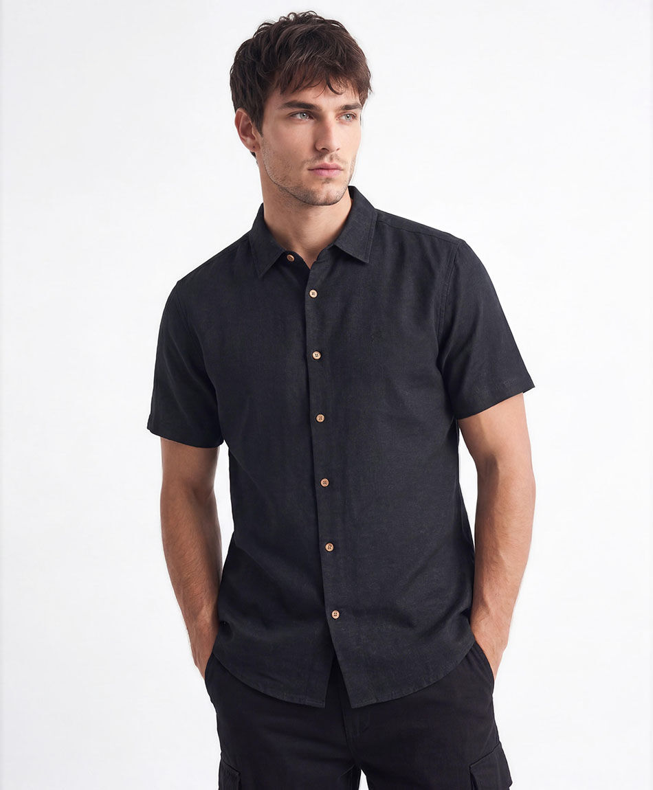 Camisa hombre lino bordado