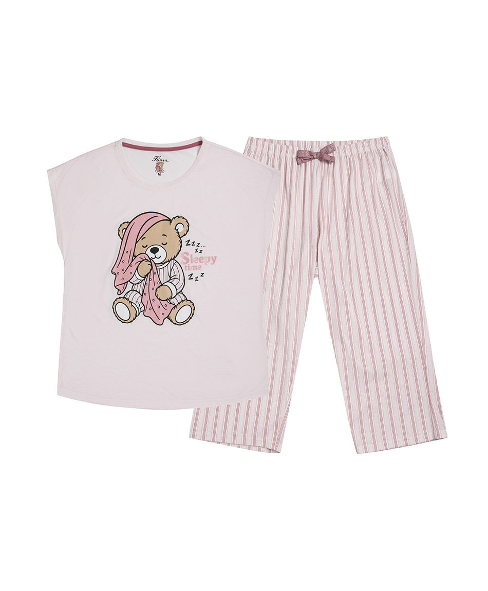 Pijama mujer capri osito rayas