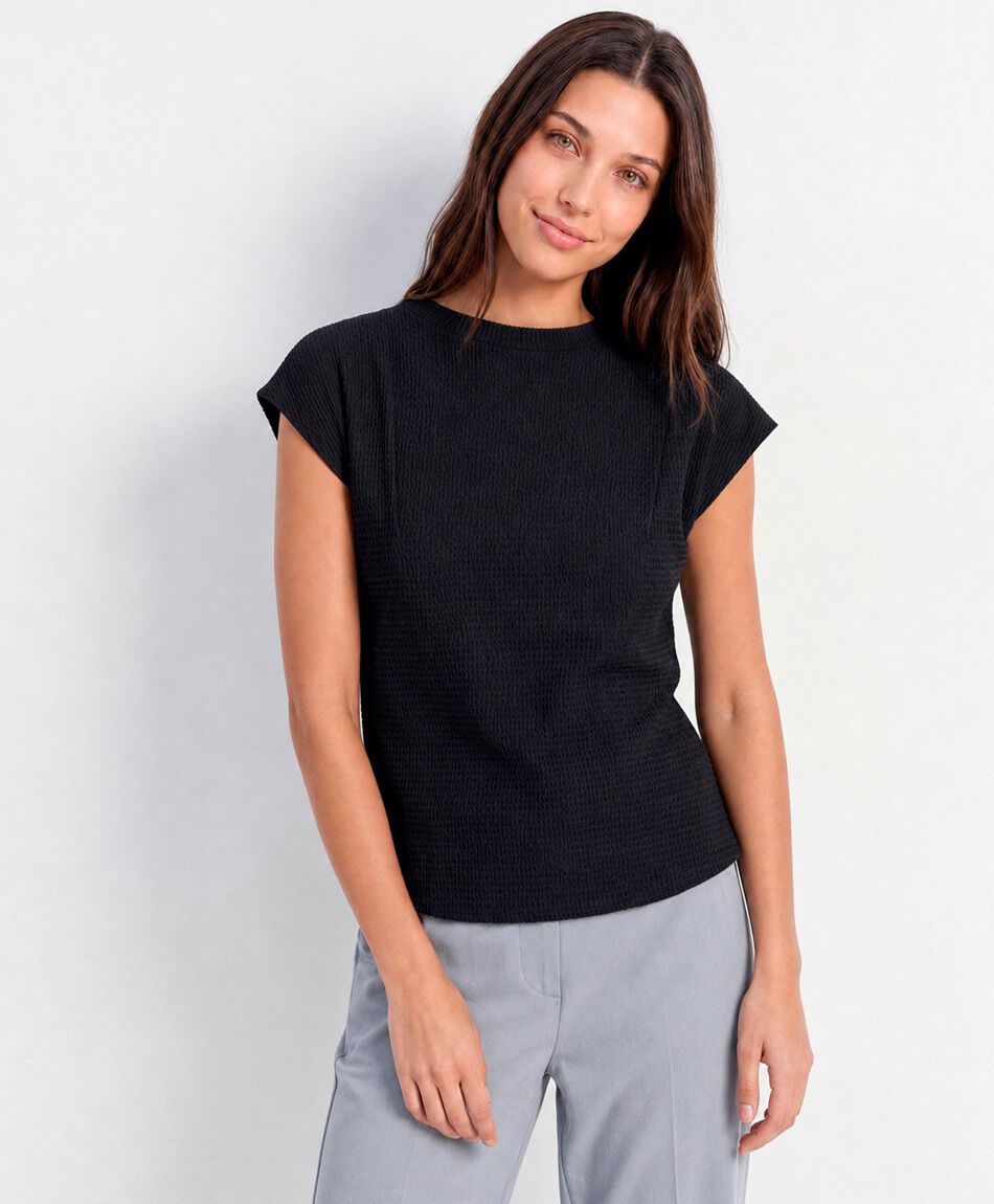 Remera mujer mini cuello textura