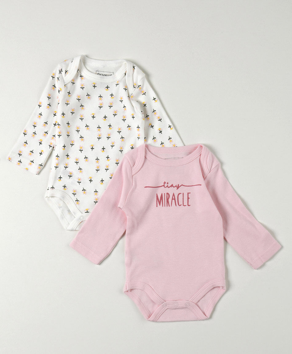 Pack 2 bodies beb&eacute; estampados manga larga
