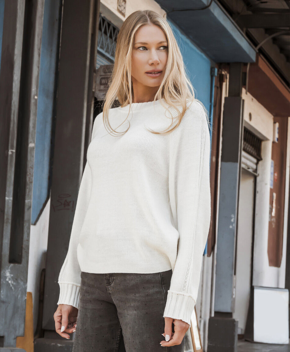 Sweater mujer encaje mangas