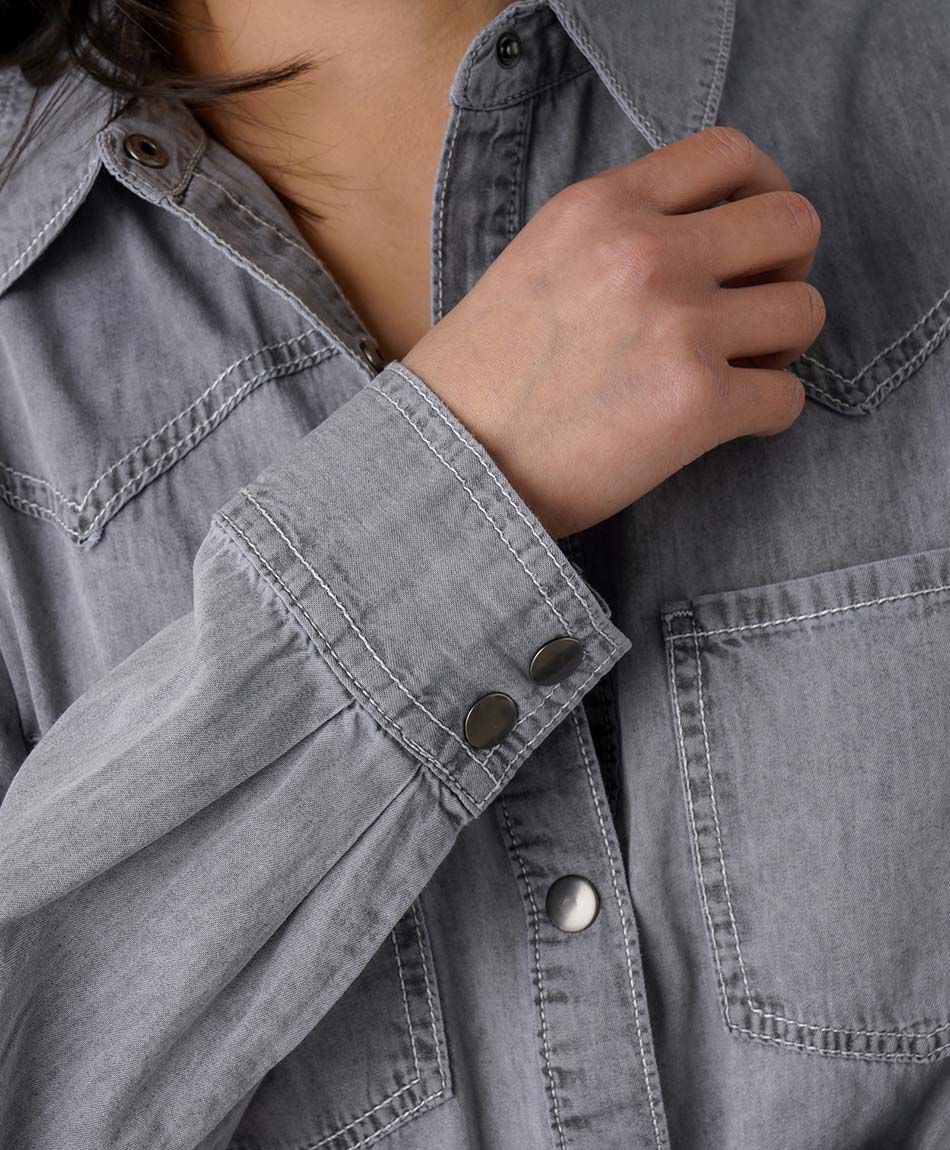 Camisa mujer denim gris
